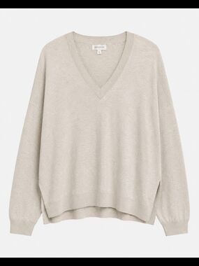 Nordstrom V-Neck Oversized Sweater in Light Beige